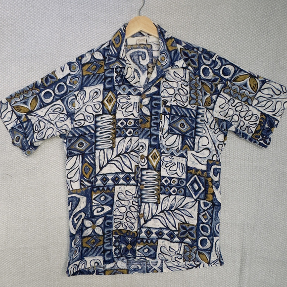 Private Stock Hawaiian Shirt Mens Small Short Sleeve Tribal Casual‎ Button Up - Picture 1 of 12